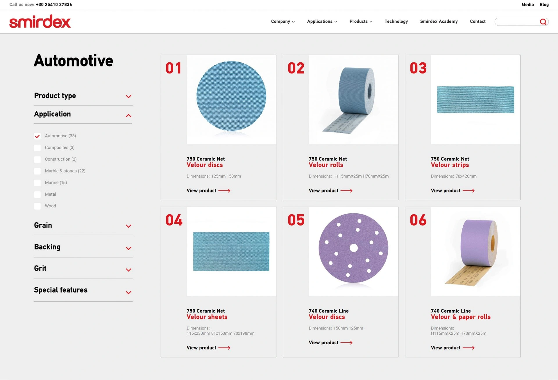 Σχεδίαση ιστοσελίδας smirdex - Βιομηχανία λειαντικών προϊόντων - Artware