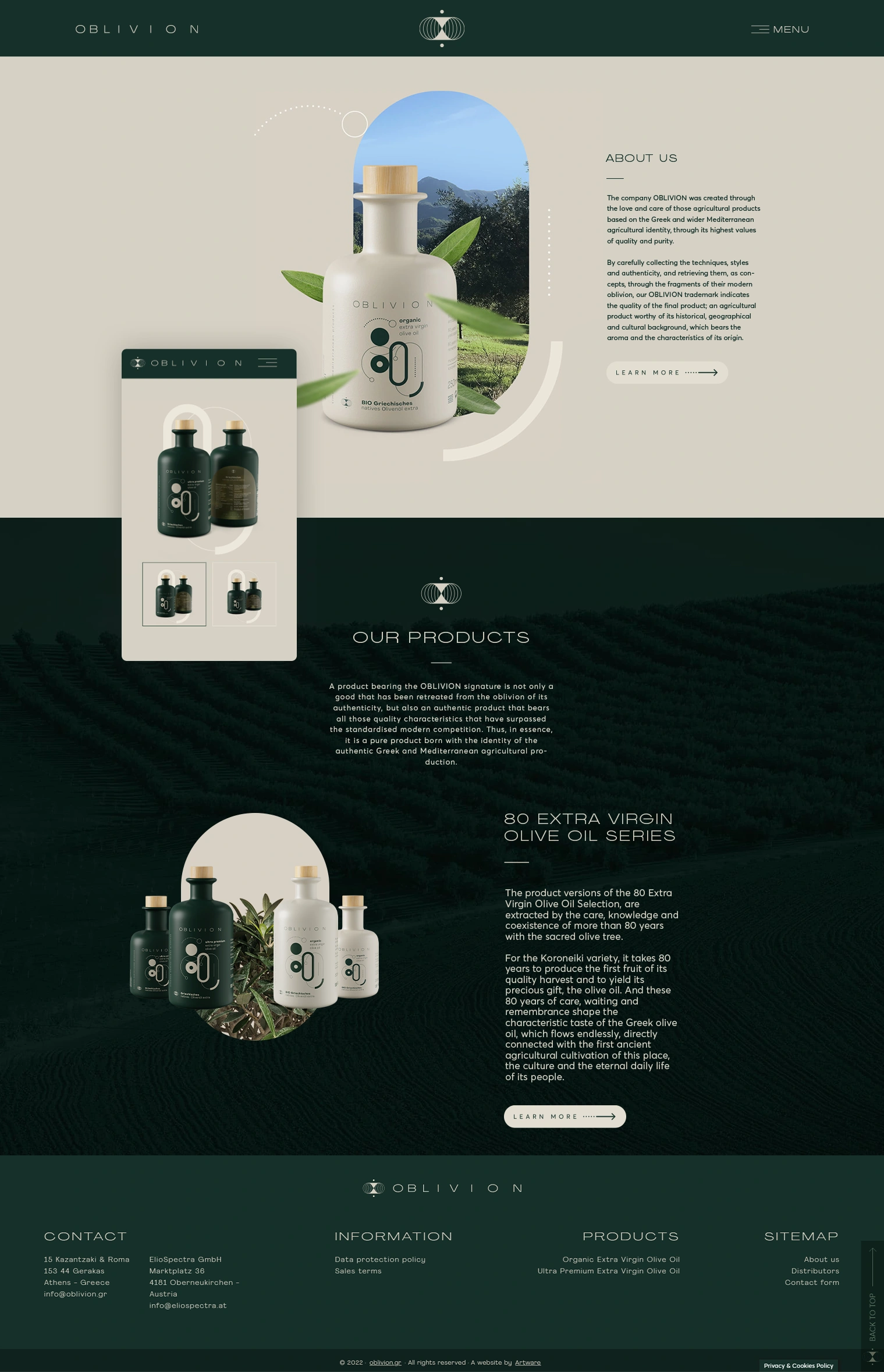Oblivion Olive Oil - Σχεδιασμός Ιστοσελίδας
