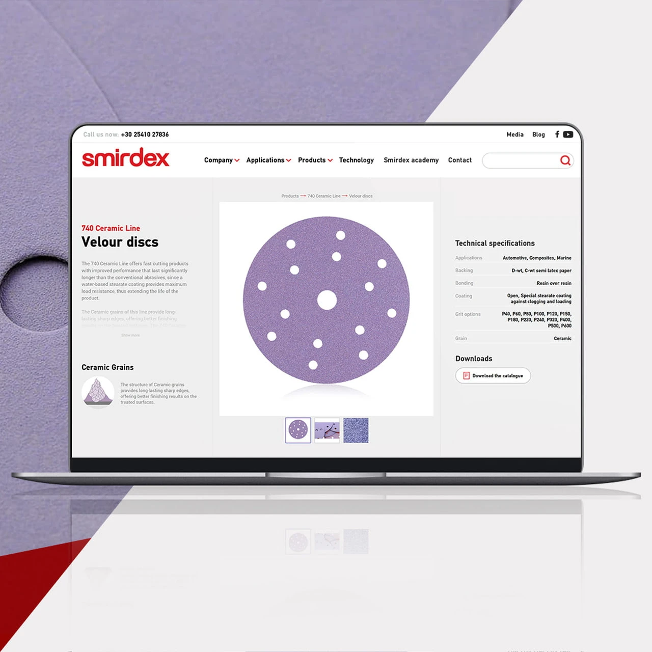 Σχεδιασμός και Κατασκευή ιστοσελίδας για την Βιομηχανία Λειαντικών προϊόντων Smirdex