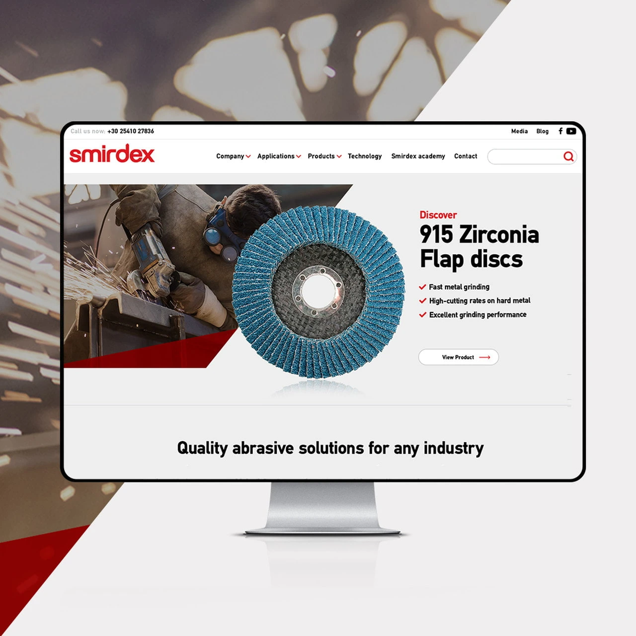 Σχεδιασμός και Κατασκευή ιστοσελίδας για την Βιομηχανία Λειαντικών προϊόντων Smirdex
