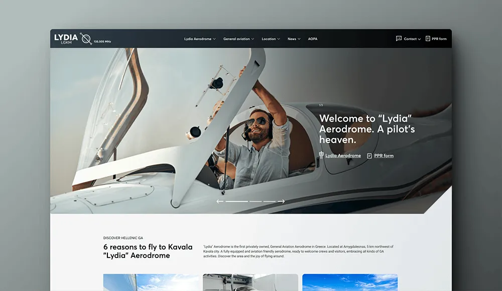 Lydia Aerodrome Website Design